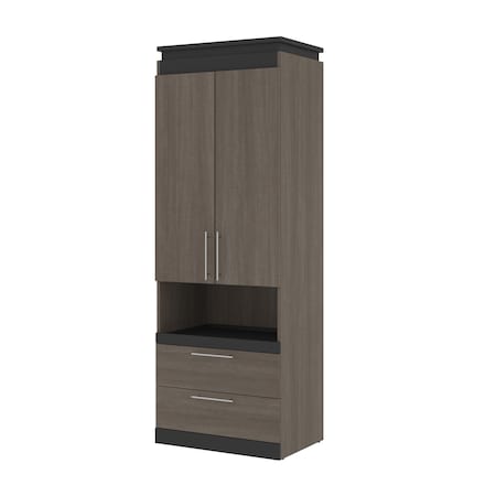 Bestar Orion 30W Storage Cabinet with Pull-Out Shelf, Bark Gray & Graphite 116164-000047